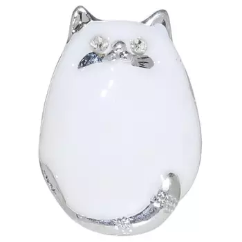 Магнит, 4 см, со стразами, полирезин, бежевый, Кот