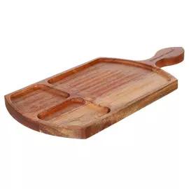 Менажница, 35x16 см, 3 отд, прямоугольная с ручкой, дерево, Eco home