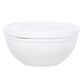 Миска, 1,2 л, с крышкой, пластик, молочная, Dolce