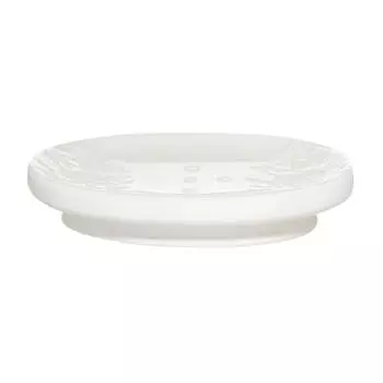 Мыльница, 14х9 см, керамика, овальная, белая, Shower Lotus