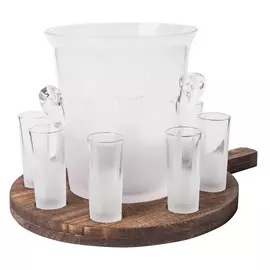 Набор для крепких напитков, 8 перс, 9 пр, на подставке, стопки/ведро, стекло/дерево, Frost