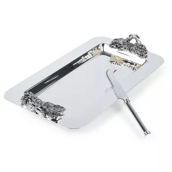 Набор для сыра, 3 пр, поднос с ручками, стекло/сталь, Vintage