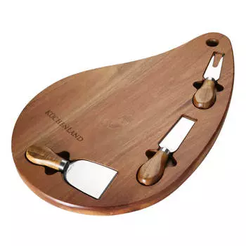 Набор для сыра, 4 пр, доска-блюдо, сталь/дерево, Капля, Cheese