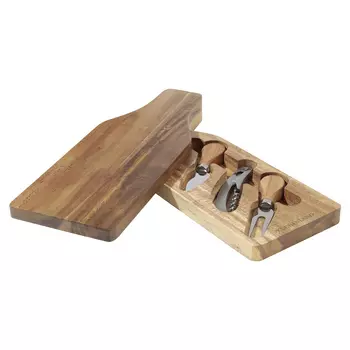 Набор для сыра, 4 пр, доска-ящик для хранения, сталь/дерево, Бутылка