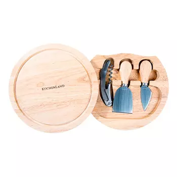 Набор для сыра, 4 пр, доска-ящик для хранения, сталь/дерево, Cheese