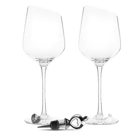 Набор для вина, 2 перс, 5 пр, бокалы/подвески/пробка, стекло/металл, Сердце, Charmant