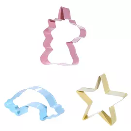 Набор форм для печенья, 3 шт, сталь, разноцветные, Звезда/Радуга/Единорог, Bakery
