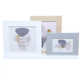 Набор фоторамок, 3 шт, на подставке, МДФ/стекло, серая/белая/бежевая, Абстракция, Jardin