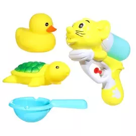 Набор игрушек для купания, 4 пр, водный пистолет/игрушки, резина/пластик, цветной, Childhood