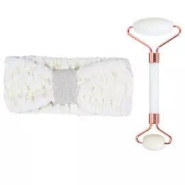 Набор косметический, 2 пр, массажер/повязка, нефрит/полиэстер, молочный, Beauty salon