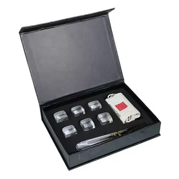 Набор кубиков для охлаждения напитков, 8 пр, с щипцами, кристалл/сталь, Bar