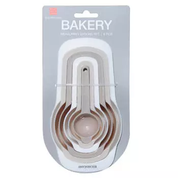 Набор мерных ложек, 6 шт, пластик, бежево-кремовые, Bakery