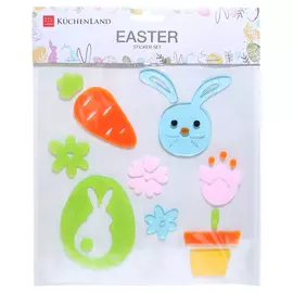 Набор наклеек, 20х20 см, многоразовые, термопластик, Зайчик с морковкой, Easter