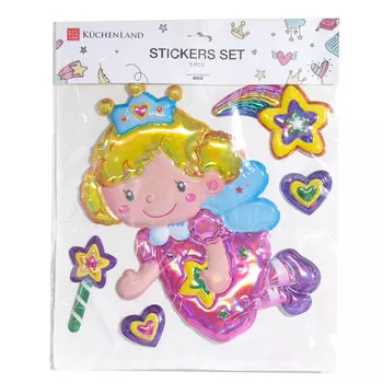Набор наклеек, 30х30 см, 5 шт, одноразовые, ПВХ, Принцесса
