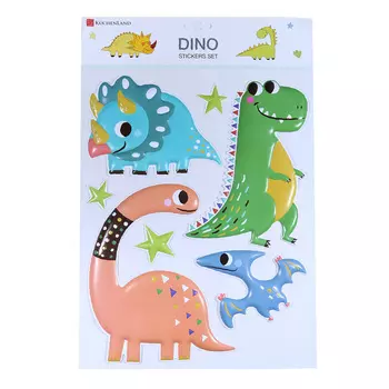 Набор наклеек, 42х28 см, 8 шт, одноразовые, ПВХ, Динозавры, Dino