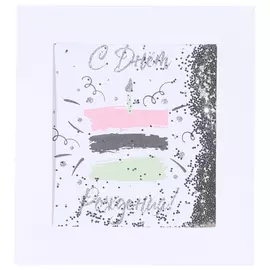 Открытка подарочная, 12х13 см, бумага/пластик, белая, с блестками, Торт, Birthday