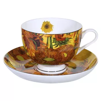 Пара чайная, 1 перс, 2 пр, 210 мл, фарфор F, Подсолнухи, Ван Гог, Art sunflowers
