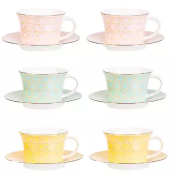 Пара чайная, 6 перс, 12 пр, 180 мл, фарфор F, Summer pastel