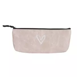 Пенал, 9х21 см, полиуретан, пудровый, Сердце