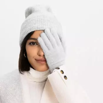 Перчатки женские, 10х21 см, полиамид/полиэстер, серые, Knitting