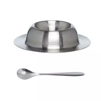Подставка для яйца, 8 см, с ложкой, сталь, Classic