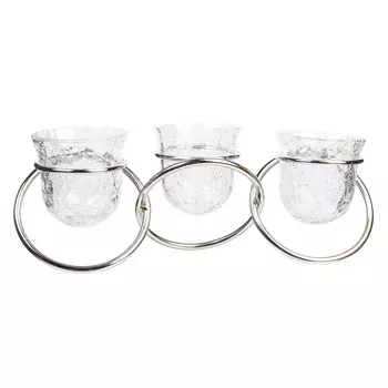 Подсвечник, 10х27 см, 3 свечи, стекло/металл, Сферические круги, Fantastic