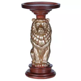 Подсвечник, 20 см, на ножке, полирезин, золотистый, Лев