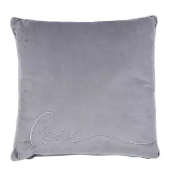 Подушка декоративная, 45х45 см, вельвет, серая, Love, Scroll
