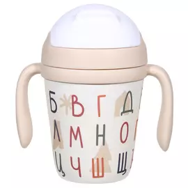 Поильник-непроливайка, детский, 300 мл, бамбук, бежевый, Алфавит, Alphabet