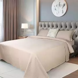 Покрывало, 220х240 см, хлопок, песочное, Waffle weave