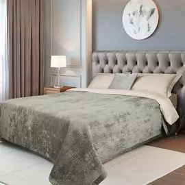 Покрывало, 220х240 см, стеганое, вельвет/микрофибра, ментоловое, Riom, Stitch velvet