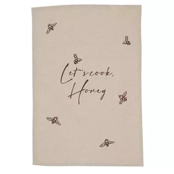 Полотенце кухонное, 40х60 см, хлопок, бежевое, Пчелы, Honey