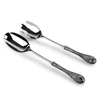 Приборы для сервировки салата, 30 см, 2 пр, ложка/вилка, металл с посеребрением, Brittany