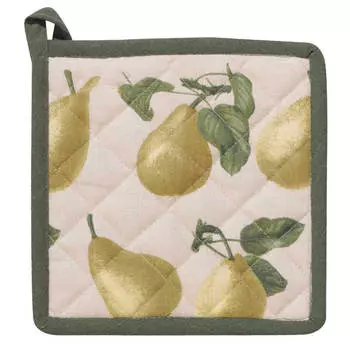 Прихватка, 20х20 см, хлопок, бежевая, Груши, Pear garden