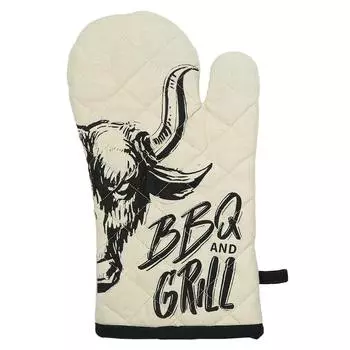 Прихватка-варежка, 17х30 см, хлопок, песочная/черная, Bull