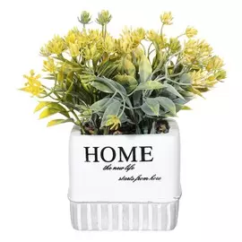 Растение искусственное, 16 см, в горшке, пластик/цемент, Желтые цветы