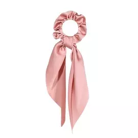 Резинка для волос, 25 см, с лентой, сатин, пудровая, Silk