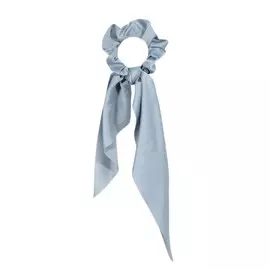 Резинка для волос, 25 см, с лентой, сатин, серо-голубая, Silk