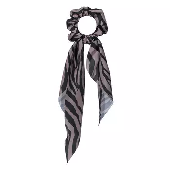 Резинка для волос, 35 см, с лентой, сатин, черно-коричневая, Зебра, Silk