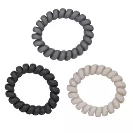 Резинка для волос, 6 см, 3 шт, ТПУ, серый микс, Спираль, Helix