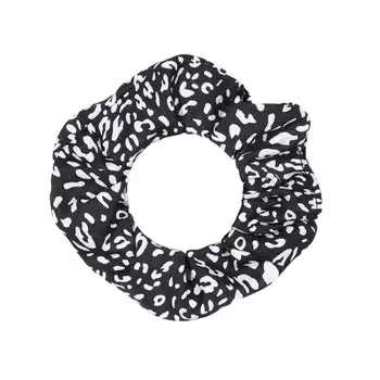 Резинка для волос, 6 см, сатин, черно-белая, Silk