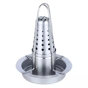 Ростер для курицы, 23 см, с емкостью для жидкости, сталь, BBQ