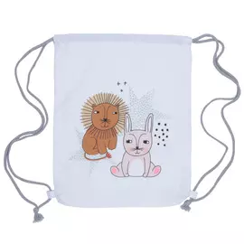 Рюкзак-мешок, 31x39 см, канвас, Лев и заяц, Scandi forest