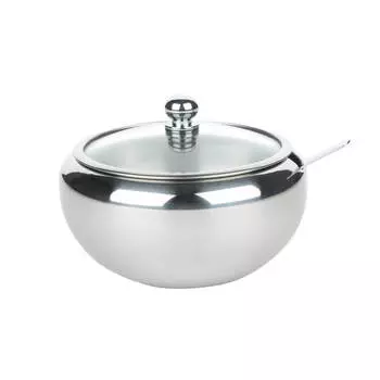 Сахарница, 9 см, 500 мл, с ложкой, сталь, Elegance