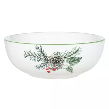 Салатник, 15х6 см, керамика, Часы на ветке, Christmas green