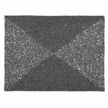 Салфетка под приборы, 30х40 см, бисер, прямоугольная, серый-металлик, Shiny beads