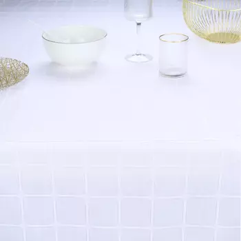 Салфетка под приборы, 30х45 см, полиэстер, прямоугольная, белая, Клетка, Cage pattern