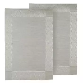Салфетка под приборы, 30x45 см, 2 шт, ПВХ/полиэстер, прямоугольная, серая, Mats