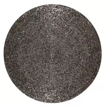 Салфетка под приборы, 36 см, бисер, круглая, коричневая, Shiny beads