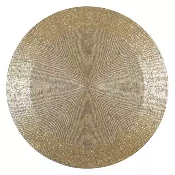 Салфетка под приборы, 36 см, бисер, круглая, желтая, Shiny beads